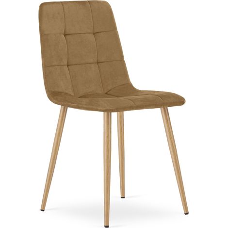 Sedia Kara - velluto marrone / gambe color legno x 1 (1/5)