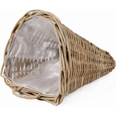 Cornucopia in giunco grigio con pvc, 30x26x38 cm