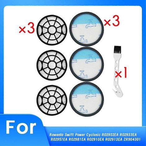 Filtre avec brosse de nettoyage pour cyclonique Swift Power RO2932EA RO2933EA RO2957EA RO2981EA RO2910EA RO2913EA (1/5)