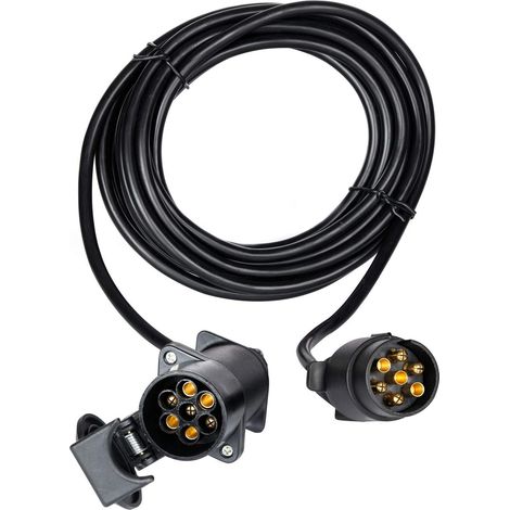 6M Rallonge Remorque 7 Broches, avec Prise Mâle et Femelle, 12V Rallonge Spirale Câble Remorque Connecteur, pour Camion Remorque Caravane RV (1/5)