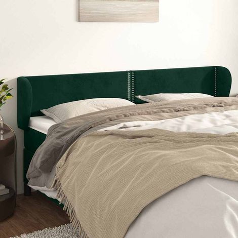 vidaXL Cabecero de terciopelo verde oscuro 183x23x78/88 cm (1/5)