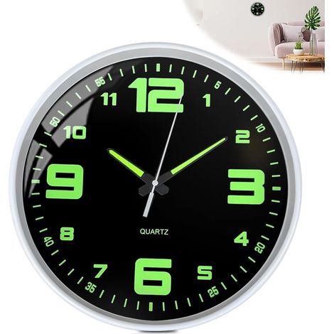 Leuchtende, geräuschlose Wanduhr (30 cm), leise, Quarzwerk, batteriebetrieben, moderne Glaswanduhr für Schlafzimmer, Wohnzimmer, Arbeitszimmer, Schule, Küche (1/5)