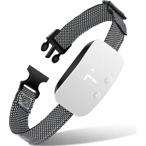 Collar antiladridos para perros con descarga eléctrica, vibración y zumbador - 7 niveles de sensibilidad ajustables, impermeable y automático, color blanco (1/4)