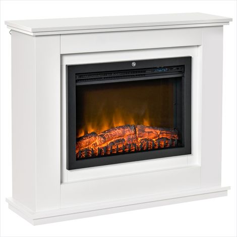 Cheminée électrique 2000 W 98 cm avec effet flamme LED MDF Blanc (1/5)