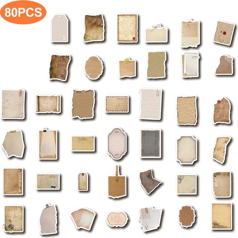 Stickers Washi - 80 Pièces - Papier Décoratif Rétro Écrivable - Pour Scrapbooking, Journal Créatif, Carnet, Album Photo, Calendrier (1/5)