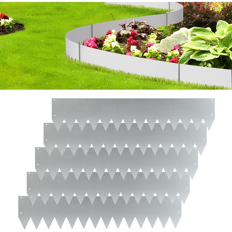 TolleTour Cercado de césped Cercado de jardín Barrera antiraíces Protección de plantas Acero 100x20cm 5m Plata (1/5)
