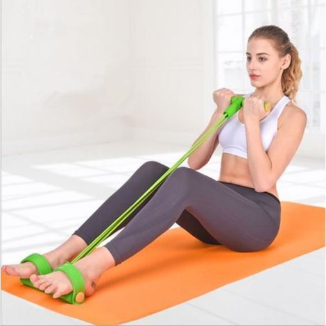 Rameur Élastique - Abdominaux 4 - Repose-Pieds Intégré - Pour Fitness Et Yoga - 1 Pièce (1/4)