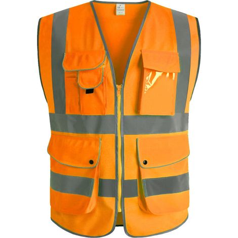 Galozzoit – Class 2 High Visibility Safety Vest with 9 Pockets – 2cm Reflective Strips – Lightweight and Breathable Polyester – Size L (1/3)