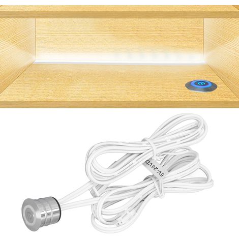 Interrupteur tactile LED intégré pour meuble, armoire, placard, cave à vin, interrupteur de commande pour bande lumineuse LED, boîtier en alliage d'aluminium (1/5)