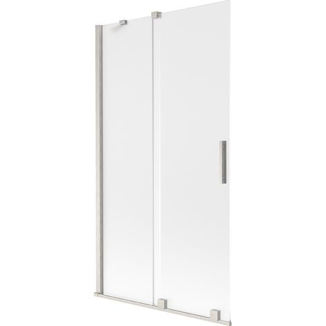 Mexen Velar paravento per vasca da bagno a 2 ante scorrevoli 100 x 150 cm, satinato, nichel spazzolato - 896-100-000-31-97 (1/2)
