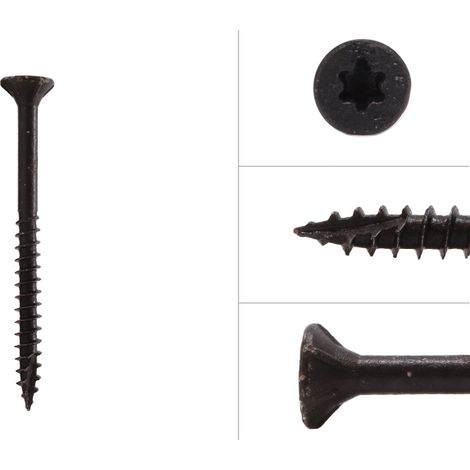 Vis noires galvanisées 5 x 60 mm Torx 20 avec pointe anti-fendage