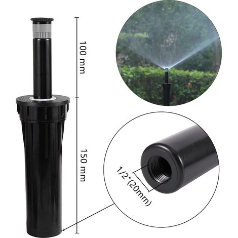 Arroseur brumisateur rétractable automatique (type à diffusion) avec filetage femelle 1/2" pour l'irrigation des pelouses et gazon. Outil de jardinage. Arroseur enterré escamotable. (1/5)