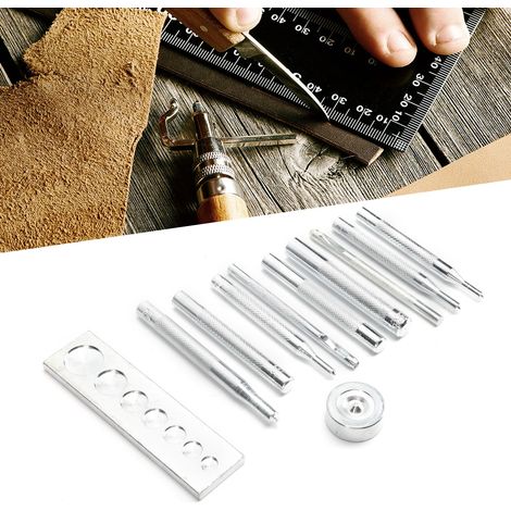 Outil de Presse à Main pour Boutons-Pression, Ensemble de Matrices et Poinçons pour Travail du Cuir DIY