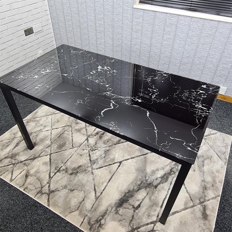 Dining Table Black Glass Kitchen Place for 4 Seats, Dining Table Only (Black H 75 x L 120 x W 70 cm) (1/5)