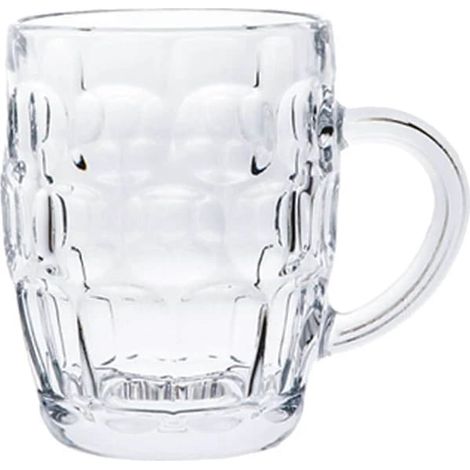 BelleRise - Verre à bière classique de 250 ml avec anse et motif à fossettes, style pub à l'ancienne, idéal pour le bar à domicile. (1/2)