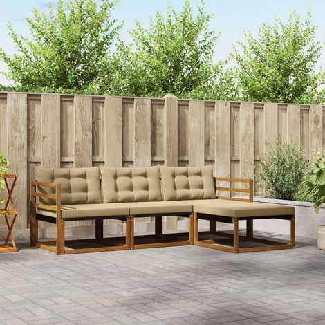 Ensemble de canapés d'extérieur 4 pcs Naturel et Beige (1/5)