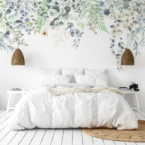 99Déco – Papier peint panoramique multicolore – Flowers in Rain – Intissé 150g/m² – Grand format 336x270cm – Pose facile par encollage