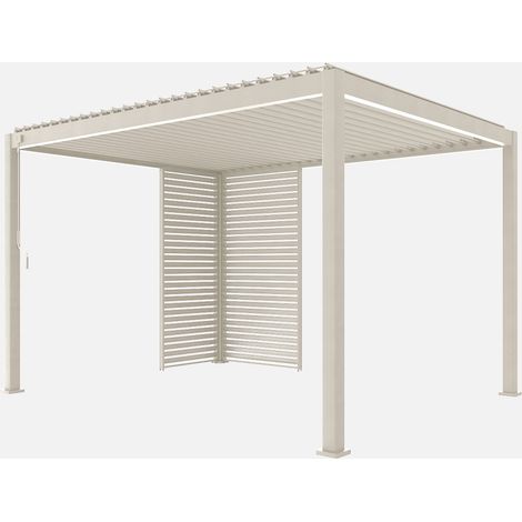 Pérgola bioclimática de aluminio 3x4m + 1 persiana 1m+ 1 persiana 1.3m