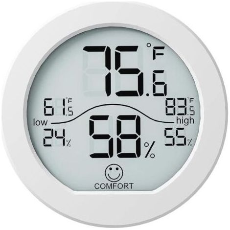 Thermomètre hygromètre numérique, étalonnage de précision, capteur de température LCD, avec enregistrement maximum et minimum, blanc (1/5)