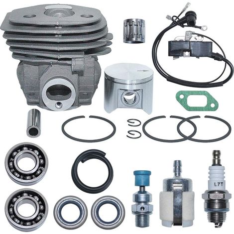 Piston de cylindre 47 mm avec ligne de filtre à carburant et kit de bobine d'allumage pour Husqvarna 357 359 Tronçonneuse Remplace 537157302, 544047502 (1/5)