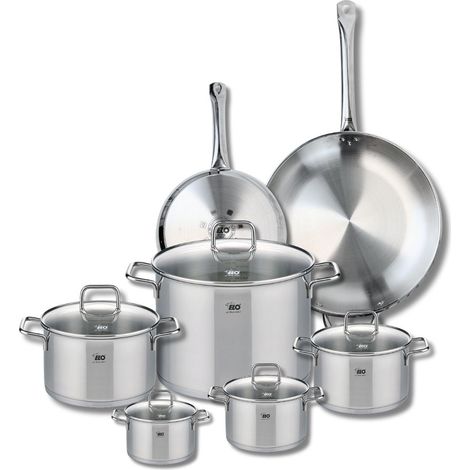 Ensemble de 2 Poêles de cuisson 24 et 32 cm et 5 faitouts 12, 14, 16, 20 et 26 cm Elo Profi Citrin (1/5)