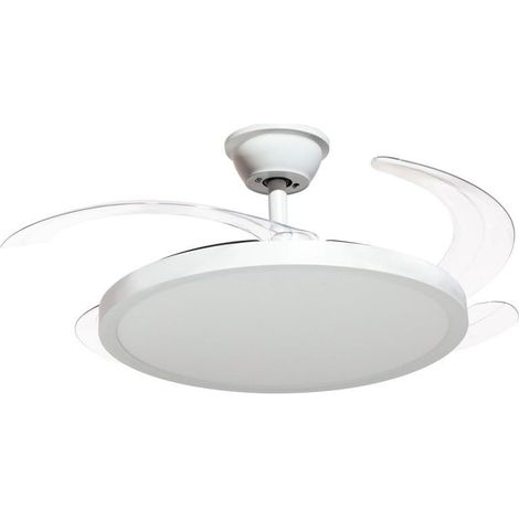 Ventilateur de plafond avec lumière et 3 pales rétractables en métal et acrylique blanc 53 x 106 x 106 cm (1/3)