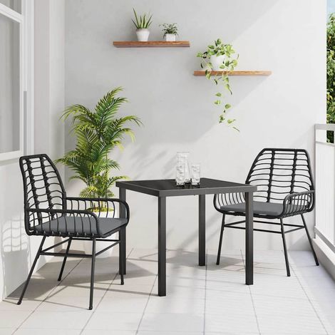 Set da Pranzo per Giardino 3 pz Nero polyrattan vidaXL (1/5)