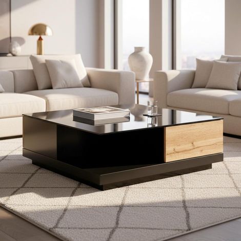 Mömax Couchtisch Nevio Schwarz/Eichenfarben MDF (1/5)