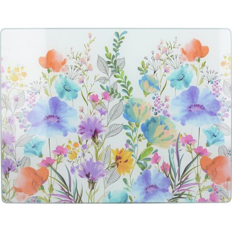CREATIVE TOPS Protector de encimera de cristal, 40 x 30 cm, diseño de Flores
