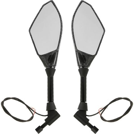 Rétroviseurs latéraux moto LED clignotants noirs Bizaical, paire de 2, tige filetée 10mm (1/4)