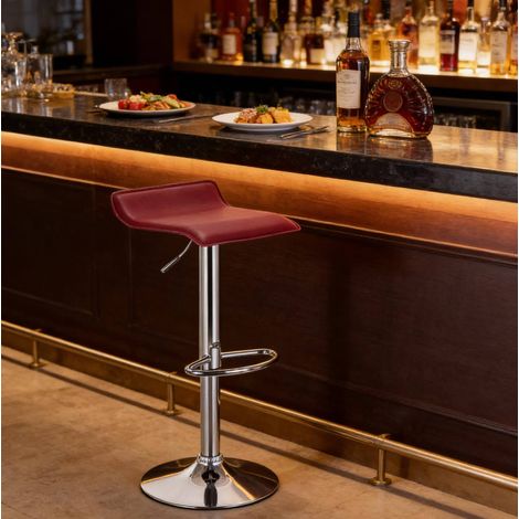 Tabouret de bar rotatif réglable en hauteur, assise 38,5 x 39 cm, bordeaux DESVIAE (1/5)