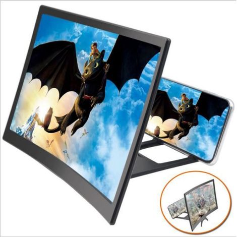 Loupe Écran Incurvé - 12 Pouces - Pour Téléphone Portable - HD - Noir - 1 Pièce (1/4)
