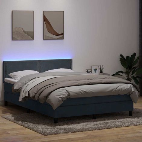 Cama box spring con colchón y LED terciopelo gris oscuro 160x210 cm (1/5)