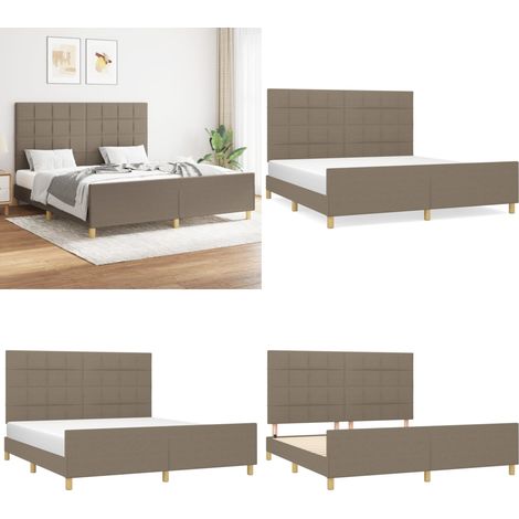 Cadre de lit sans matelas taupe 160x200 cm tissu - Lit avec tête de lit - Tête de lit réglable (1/5)