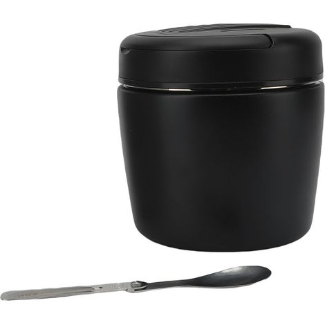 Isolierter Lebensmittelbehälter aus Edelstahl 304, 1,2 l tragbare Thermos-Lunchbox, Behälter mit Löffel für Schulausflüge, schwarz, ohne Tasche. (1/2)