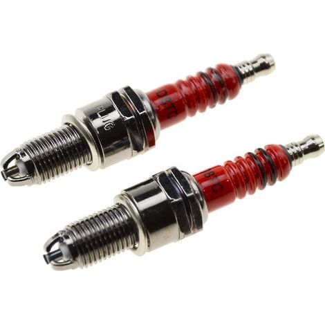 D8TC Spark Plug with 3 Electrodes Replacement for 4 Stroke 125cc 150cc 200cc 250cc ATV Dirt Bike Go Kart Moped Scooter Pack of 2 (1/5)