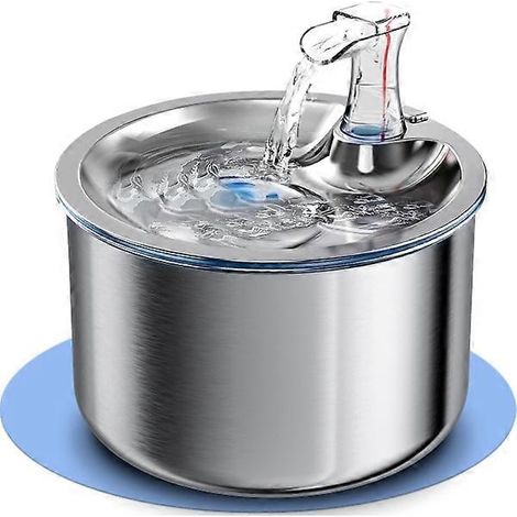 Katzenbrunnen, 2 l, Edelstahl, mit einstellbarem Wasserdurchfluss und Trockengehschutz (1/5)