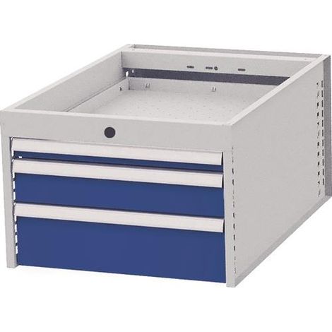 Cajonera  H358xAn541xPr736mm  gris claro/azul  3 cajones. (1/2)