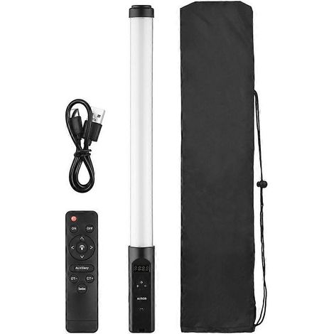 Lampe torche LED RGB portable pour vidéo, intensité variable 3200K-5500K, 10 modes d'éclairage, batterie intégrée et télécommande. (1/5)