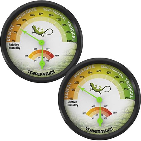 Lot de 2 thermomètres et hygromètres pour aquarium, moniteur d'humidité intérieur/extérieur pour terrarium de lézards, serpents et grenouilles.