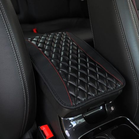 Coussin de console centrale universel pour voiture, protection de coude en similicuir noir, housse rembourrée pour accoudoir, accessoire intérieur auto (1/5)
