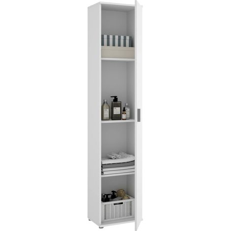 Dmora - Armadio multiuso 1 anta Arrow, Mobile multifunzione portaoggetti, Armadio alto porta scarpe, 39x35h190 cm, Bianco