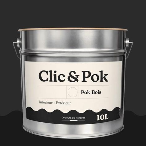 Peinture Bois Extérieur – POK BOIS - 10L - RAL 9004 - Noir de sécurité- Résistante aux intempéries - Ne s'écaille pas