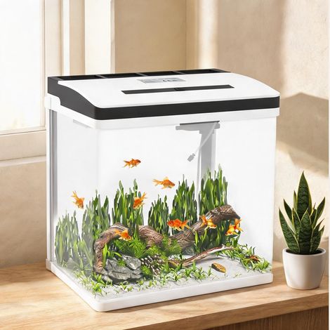 Aquarium verre 28L avec filtre pompe LED pour poissons en verre (1/5)