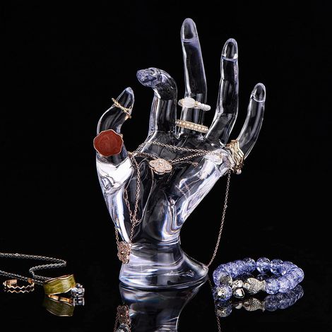 Support Affichage Bijoux - Main Mannequin en Plastique - Pour Anneaux Bracelets Montres Colliers - Hauteur 18 cm - 1 Pièce (1/5)