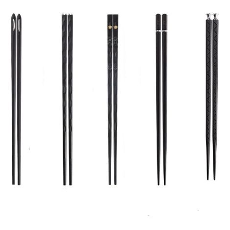Chopsticks Alliage - Gravure Laser - Antidérapants - Réutilisables - Pour Sushi Riz Nouilles - 5 Paires (1/5)