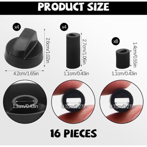 Bouton Plaque de Cuisson 4 pièces Boutons Rotatifs Universels Compatible avec Presque Toutes les Plaques de CuissonBouton Cuisiniere Universel, pour Gaziniere Electrique Gaz Avec 12 Adaptateurs (1/4)