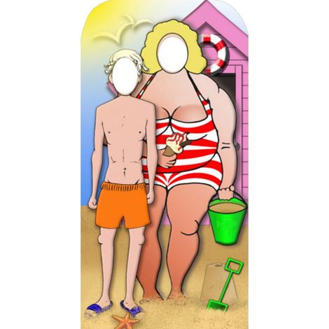 Figurine en carton passe tête a la mer couple en maillot de bain 186 cm (1/4)