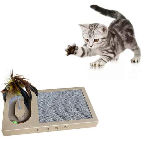 Griffoir pour chat, idéal pour faire ses griffes et lutter contre l'ennui. Griffoir en carton ondulé avec plateau tournant pour chaton. Modèle A, S 39,5 x 21,5 x 4,5 cm / 15 (1/5)
