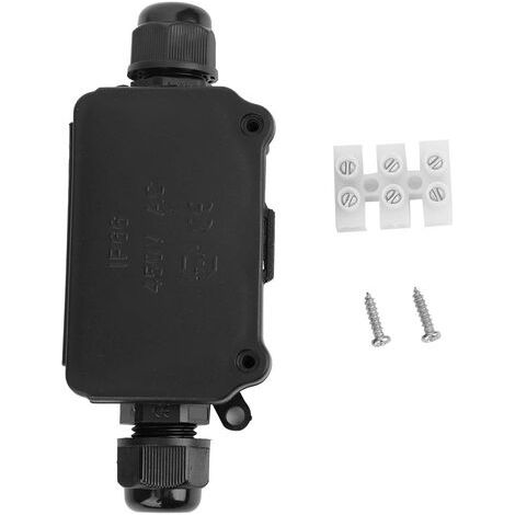 Boîte de jonction étanche IP66 – Nylon noir résistant aux UV – Dimensions : 110 x 48 x 31 mm – 2 entrées de câble pour câbles de 4 à 8 mm² (1/5)